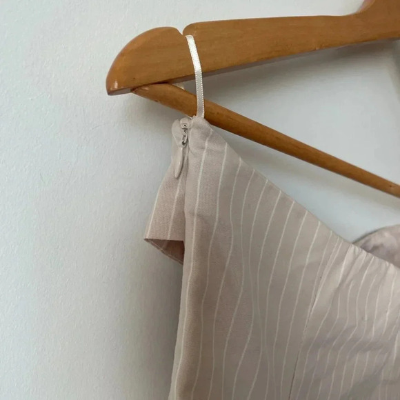 Zara Strapless Striped Pleated Hem Mini Dress Pale  Pink Size Small - Picture 11 of 15